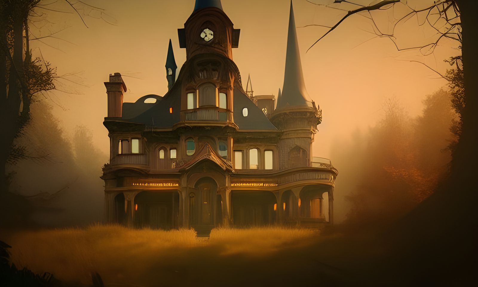 Surreal Witch House Concept Art in Rococo Style