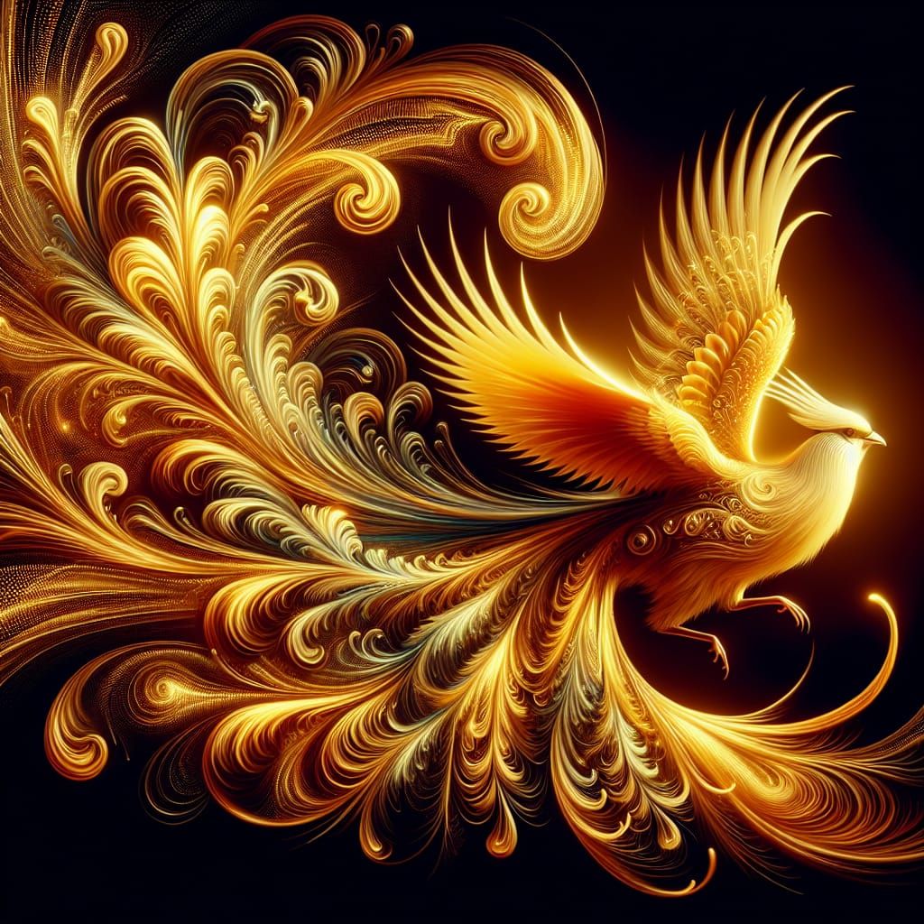 Electric Golden Pheasant in Aetherpunk Style