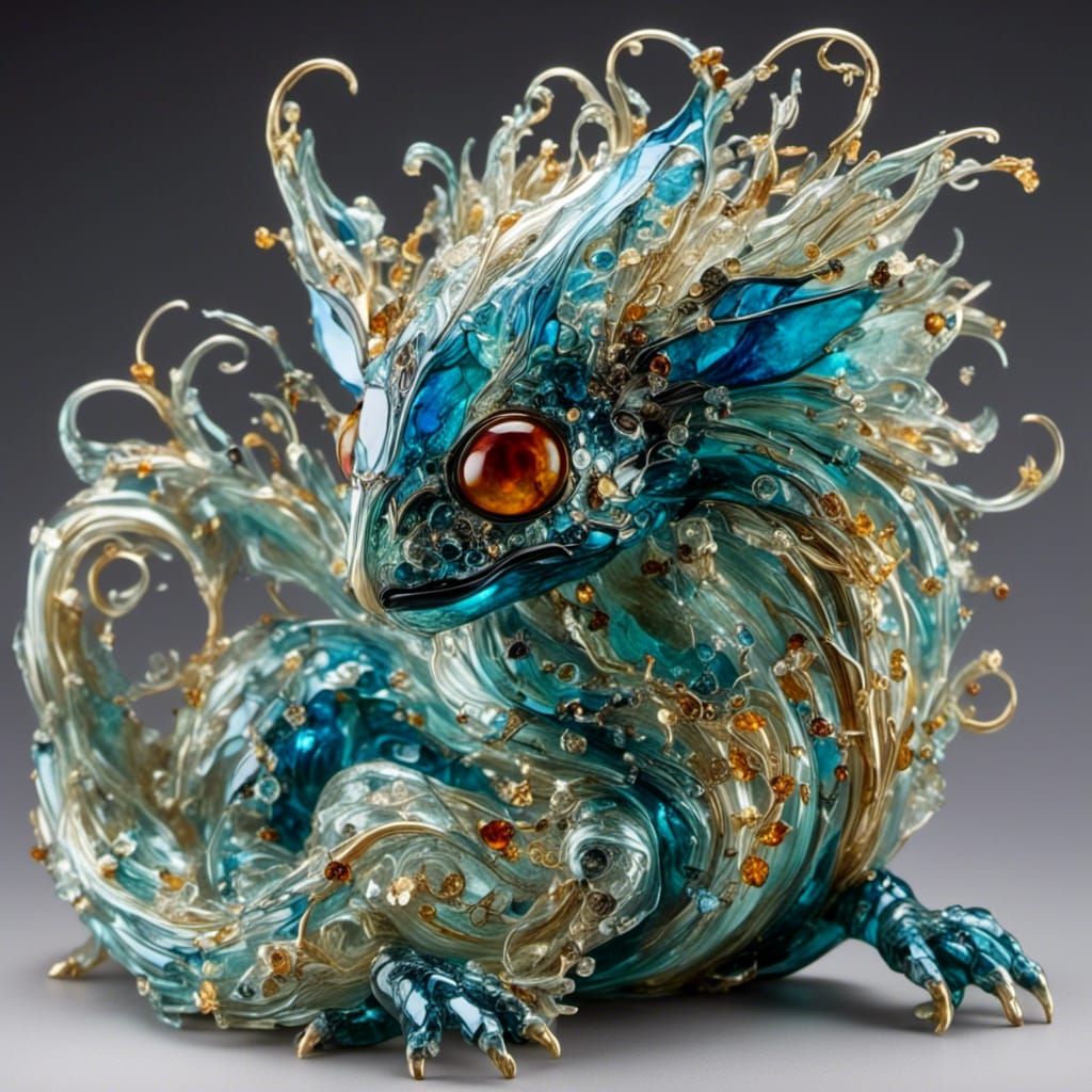 Chaotic Wisp Creature in Stained Glass Style