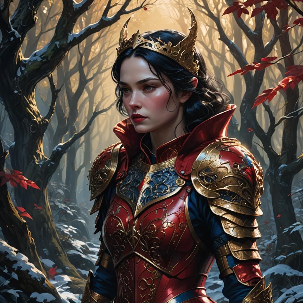 Snow White in Mystical Forest, Fantasy Art