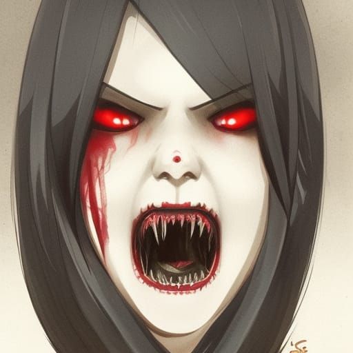 Sinister Kuchisake Onna Illustration