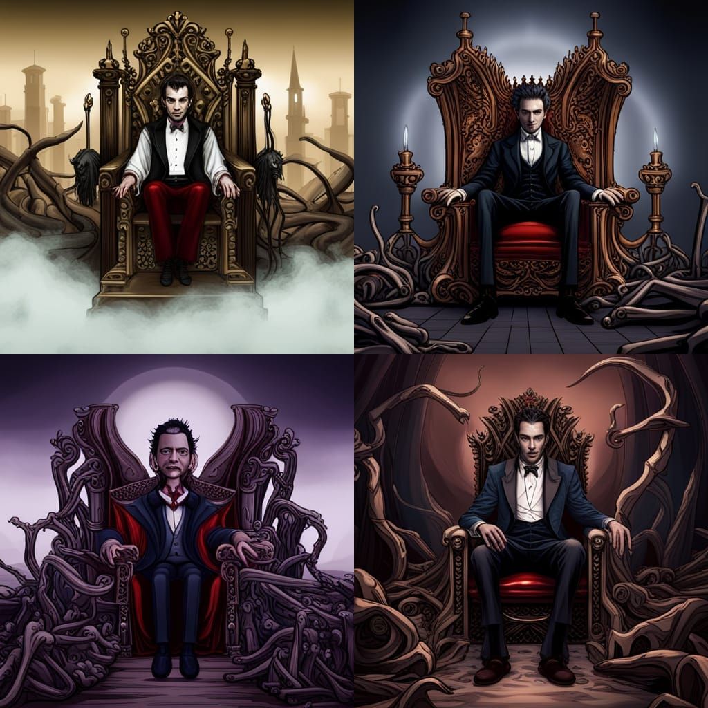 Vampire King on Bone Throne: Fantasy Matte Painting