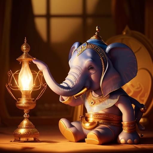 Elephant and Aladdin's Magic Lamp