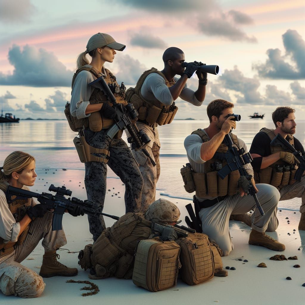 Navy SEALs Special Ops Team at Dawn