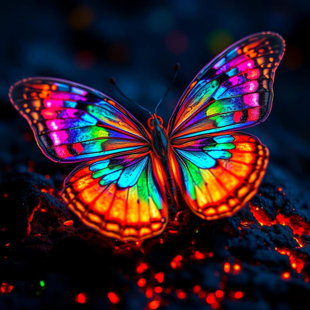 Lava Butterfly: Macro Photograph in Giger Style