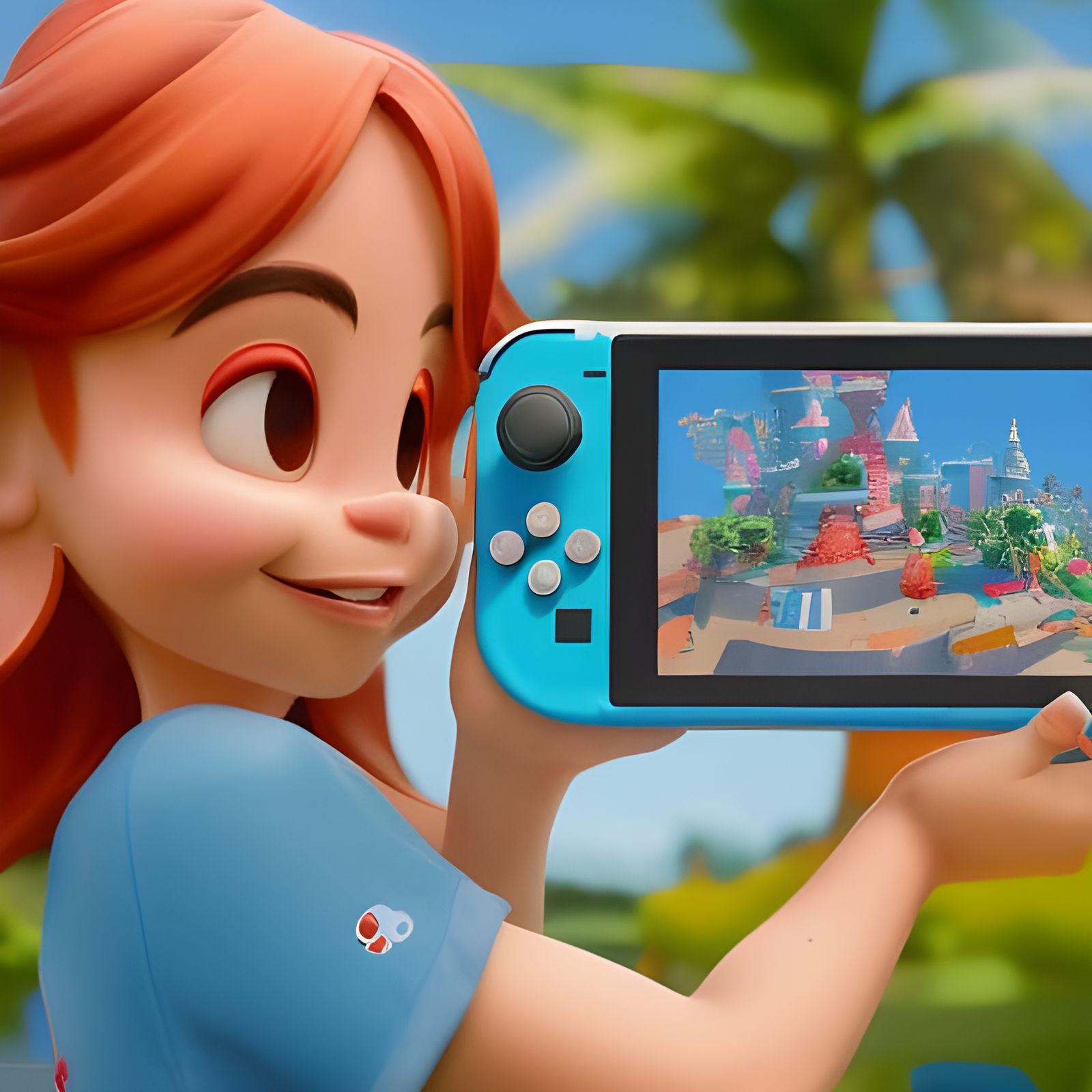 Happy Lilo Plays Nintendo Switch: 8K Render