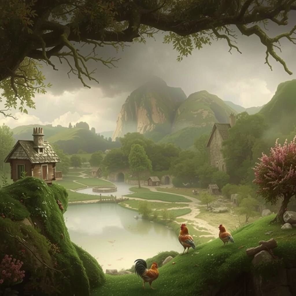 Peaceful Sleeping Village Under Breezy Trees