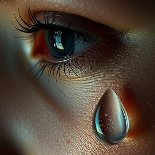 Tear Reflecting Life's Journey: A Macro Photograph