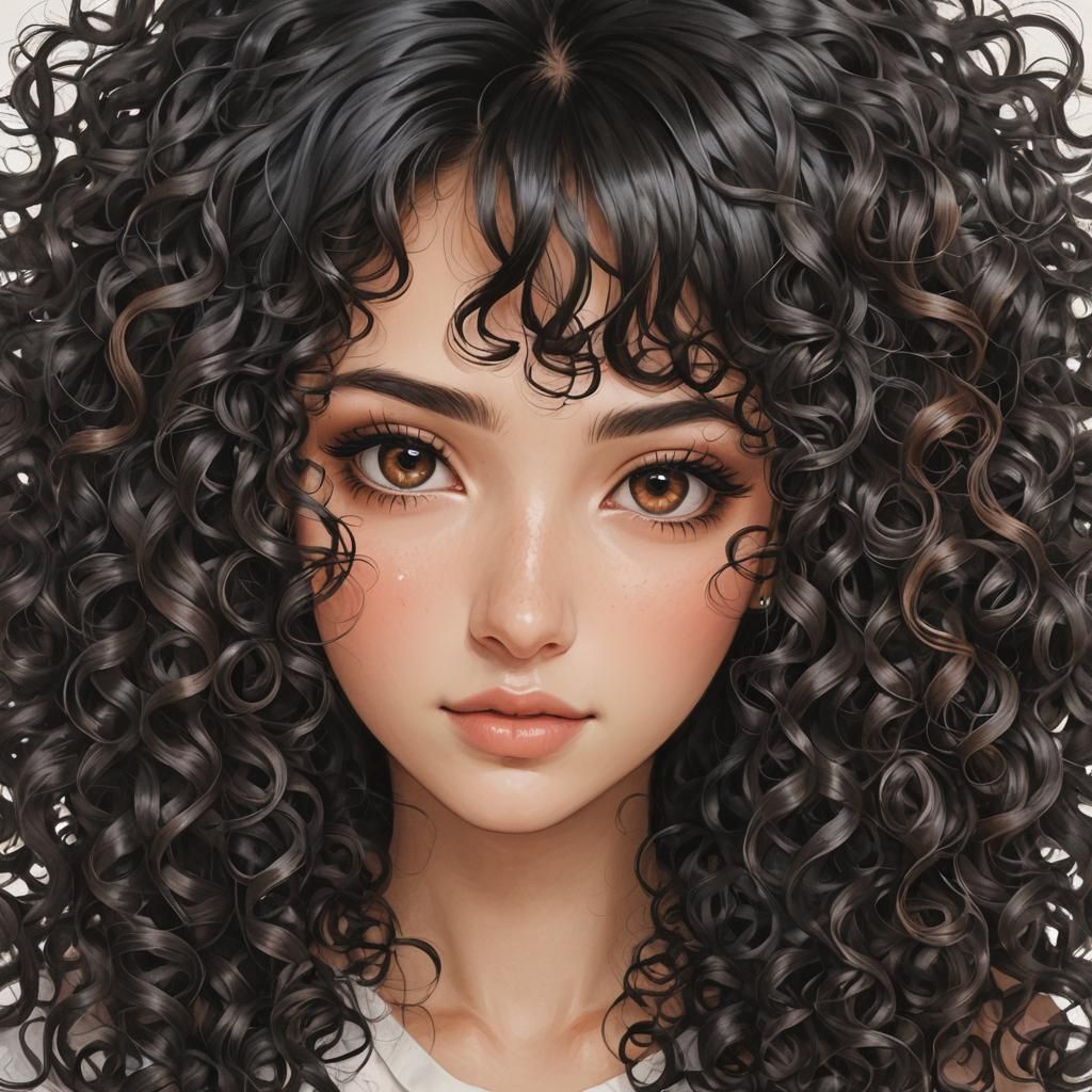 Dreamy Portrait of Teen Girl with Curly Hair
