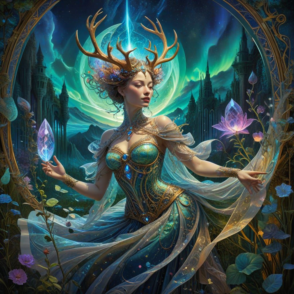 The Empress: Neo-Cyber Rococo Tarot Card