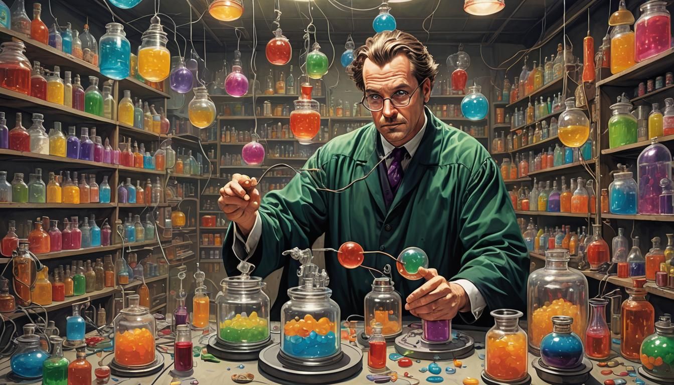 Circus Magician's Toxic Lab in Comic Book Art