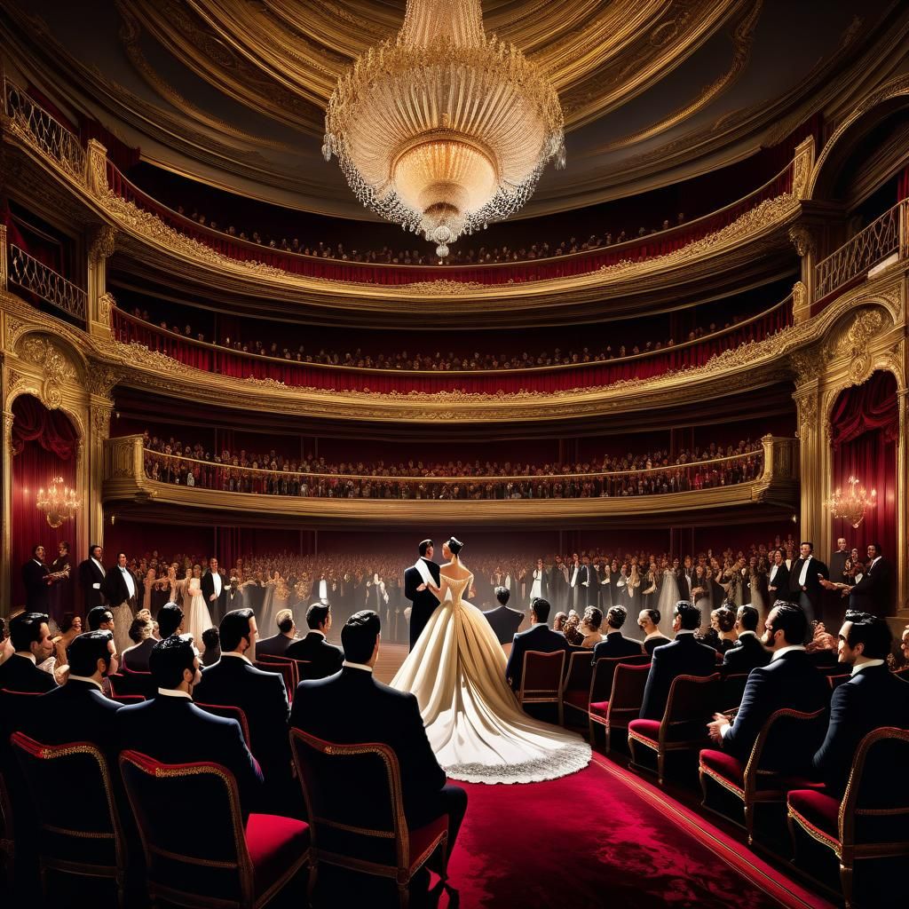 Opera House Reception in Detailed Digital Illustration