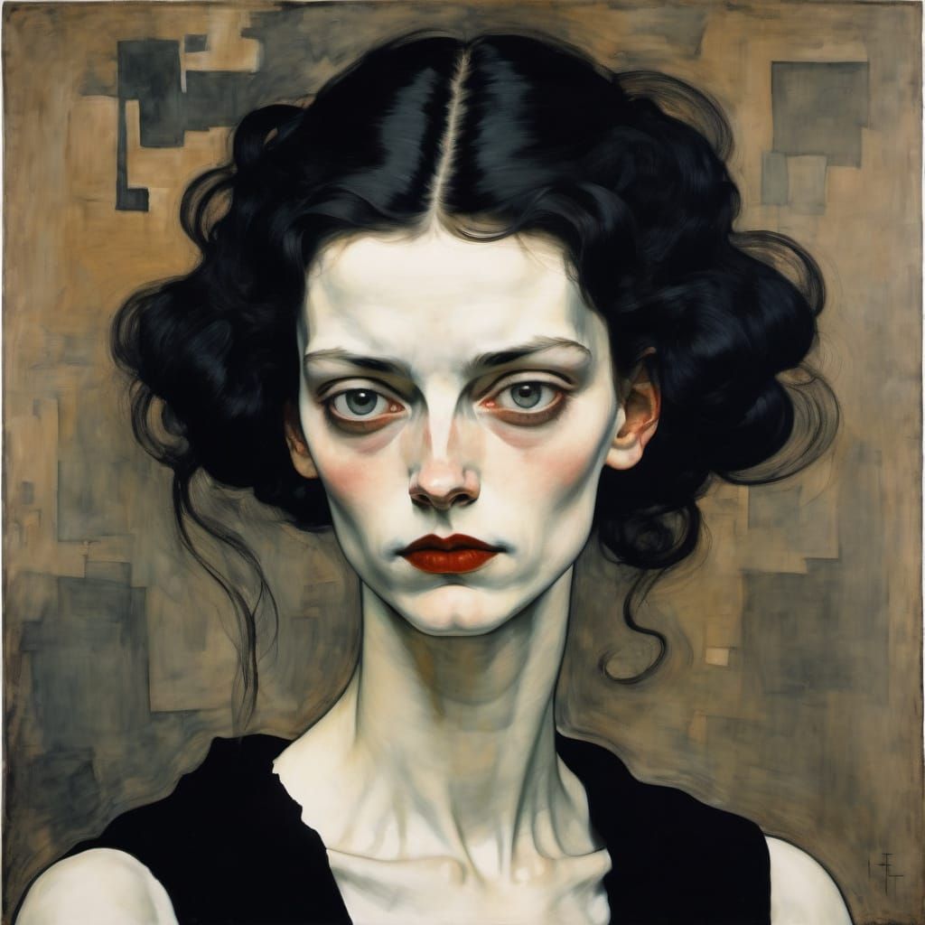 Ethereal Gothic Woman in Muted Palette