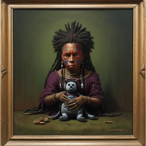 a voodoo doll representing a specific individual, used for sympathetic magic.”