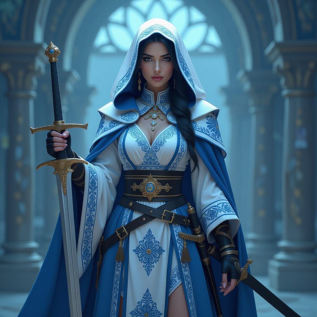 Jewish Cleric With Sword in Fantastical Setting