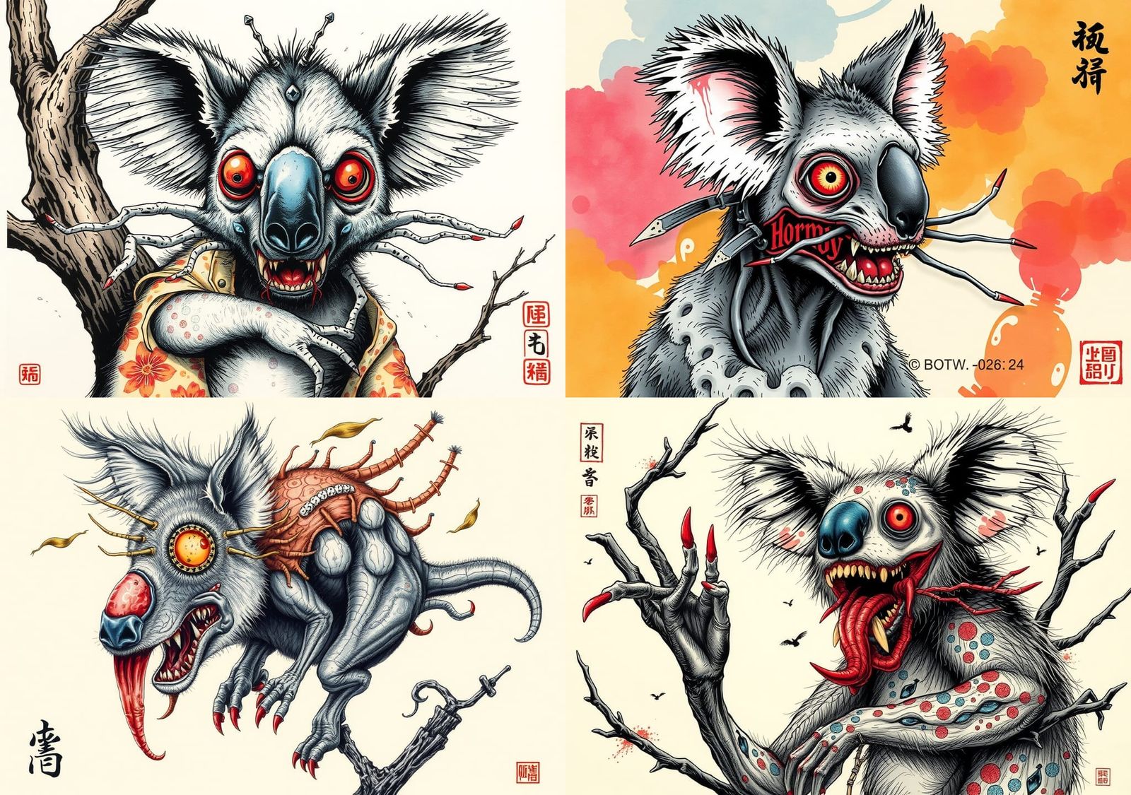 Hybrid Mutant Creature in Chinese Ink Style