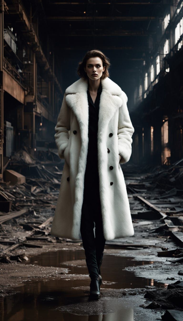 Glamorous Woman Crawls Through Industrial Crowd in High-Cont...