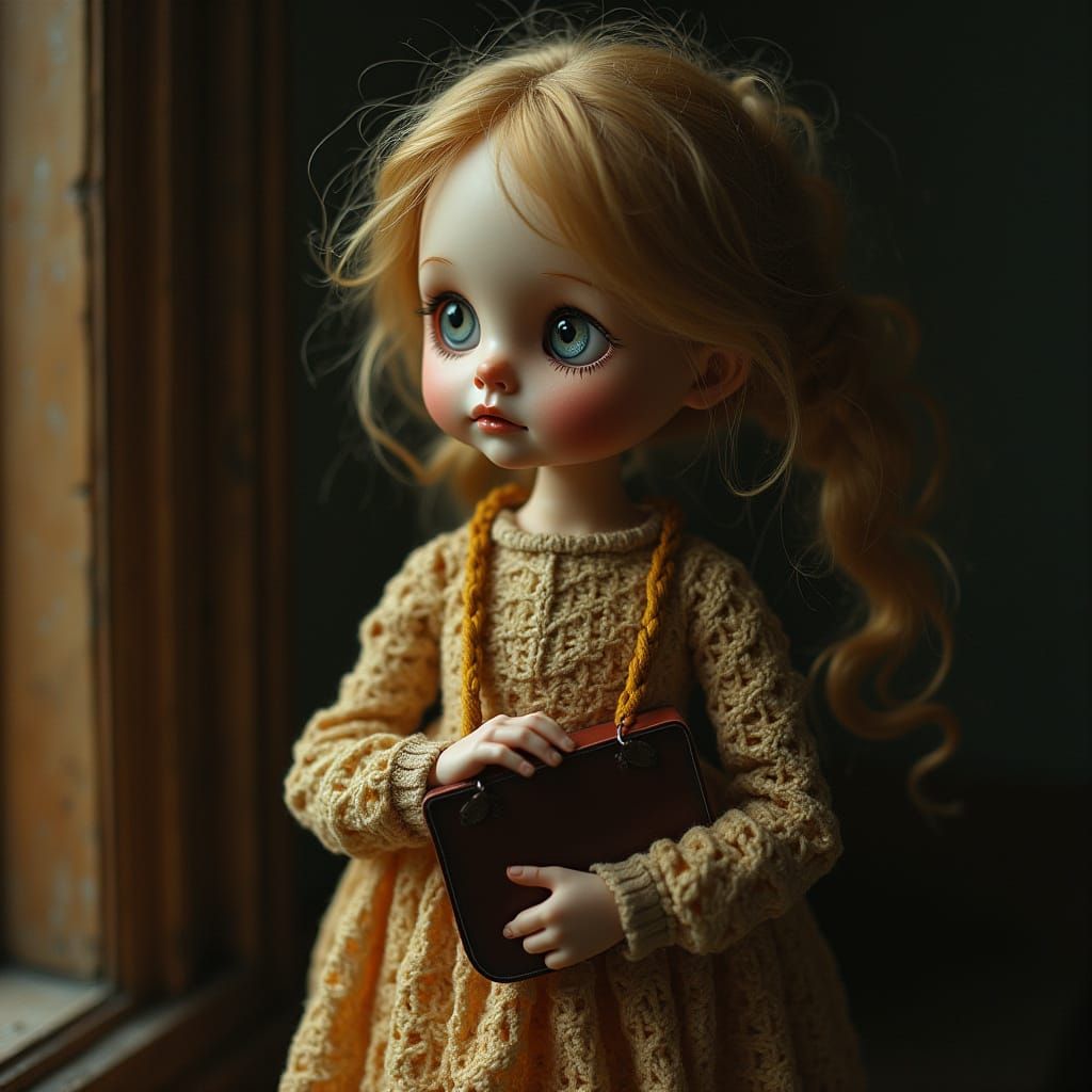 Sad Yarn Doll in Stop-Motion Style