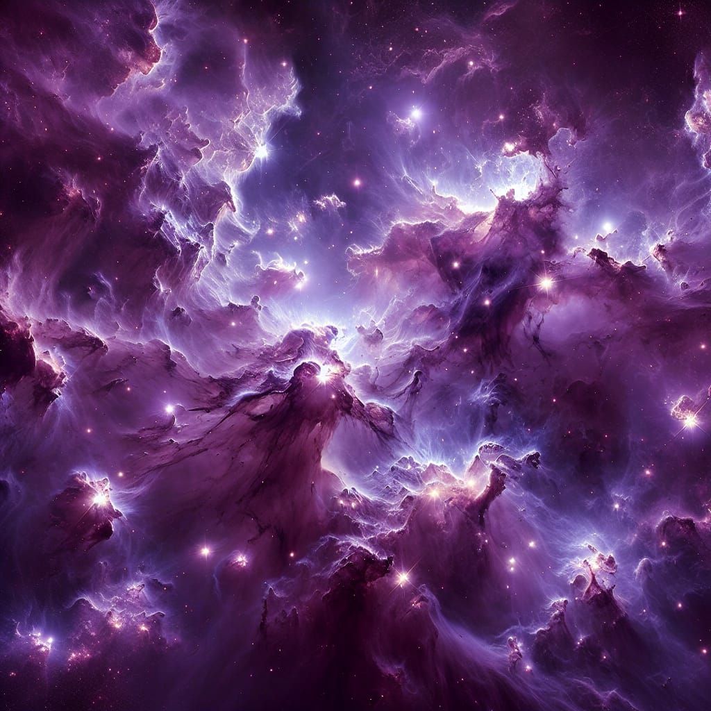 Monochromatic Purple Nebula Star Nursery