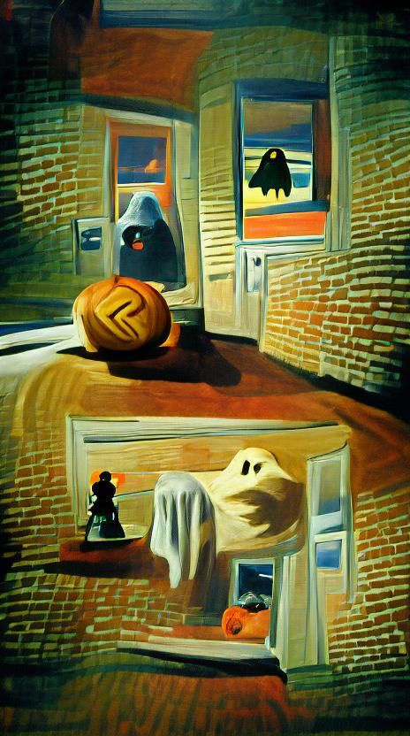 Ethereal Ghost Carving a Jack-o'-Lantern