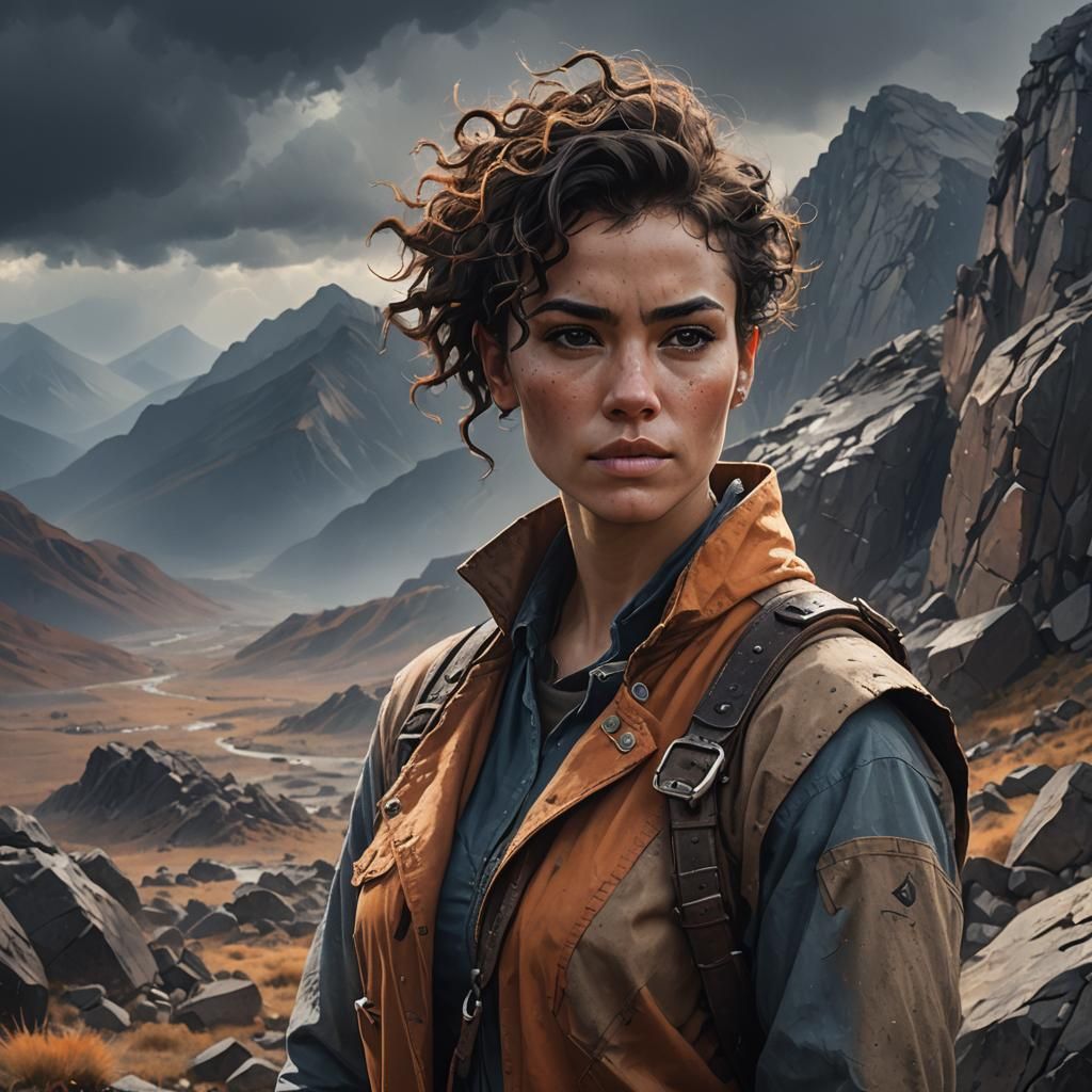 Photorealistic Portrait of a Woman in Primitive Style