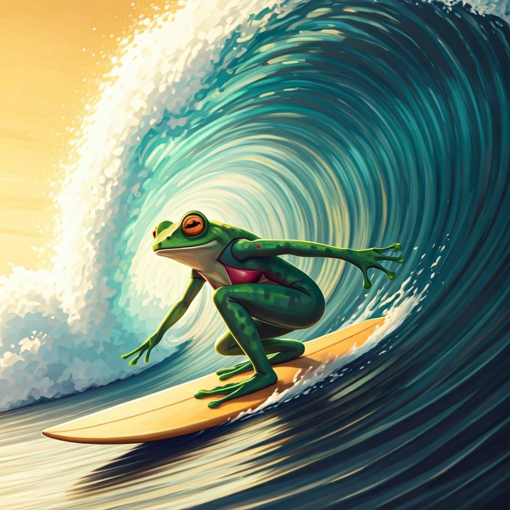 Anthro Frog Surfing in Willem Haenraets Style