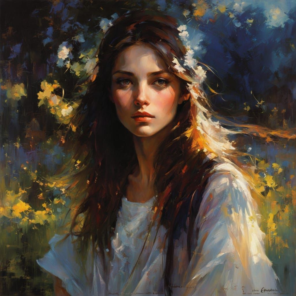 Luminous Spirit in Twilight Glade, Expressionist Style