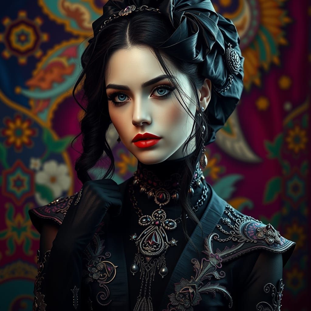 Woman in Ornate Gothic Attire: Splash Art