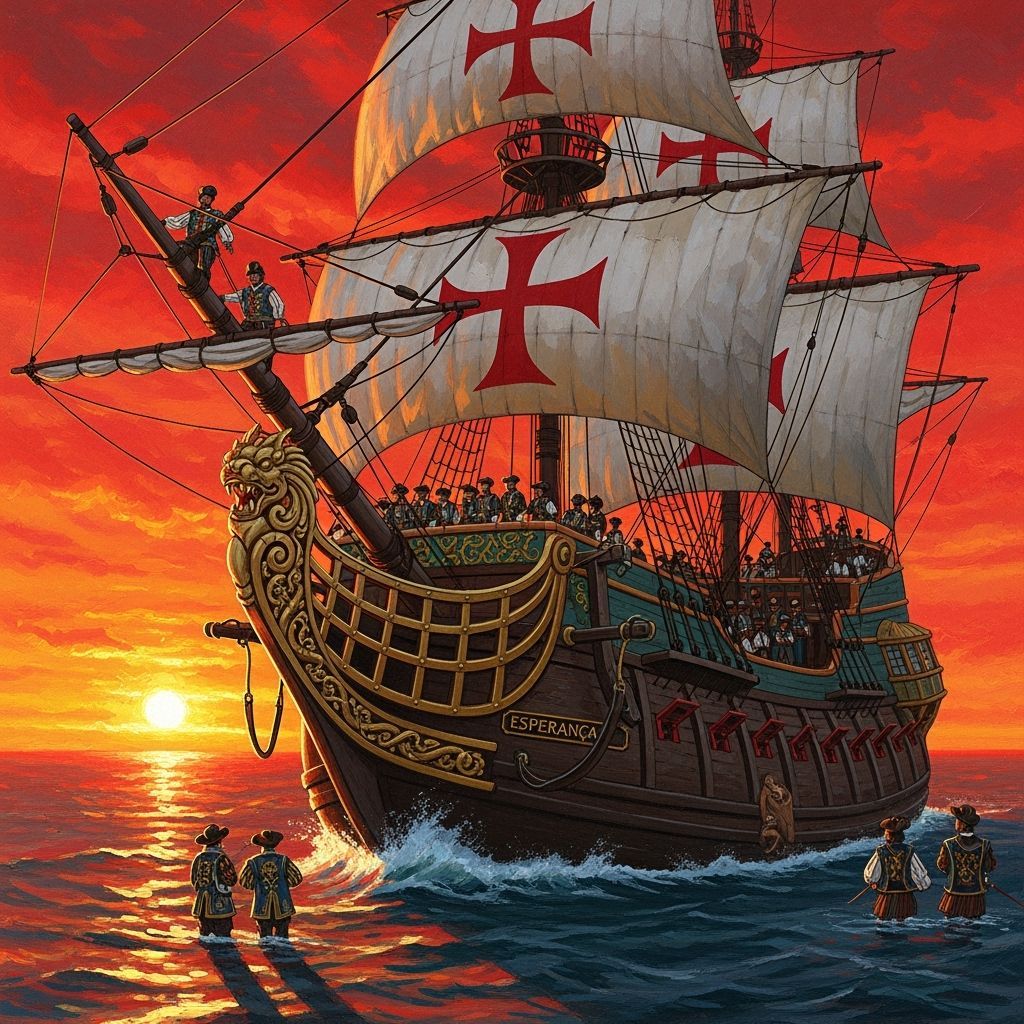 Majestic Galleon at Sunset in Epic Impressionism Style