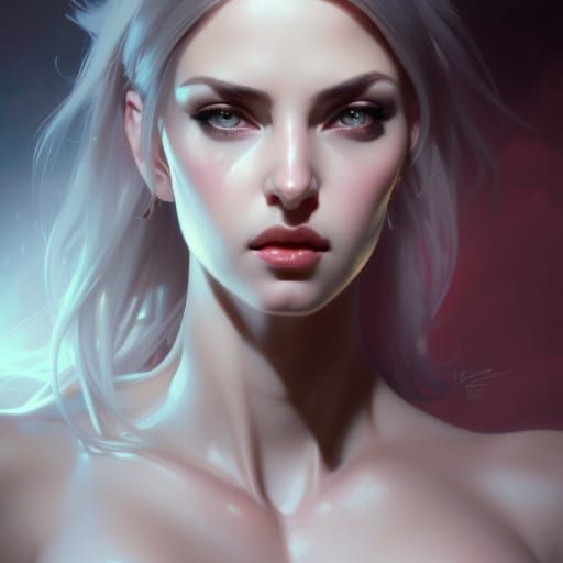 Striking Portrait of Horned Woman in Art Nouveau Style