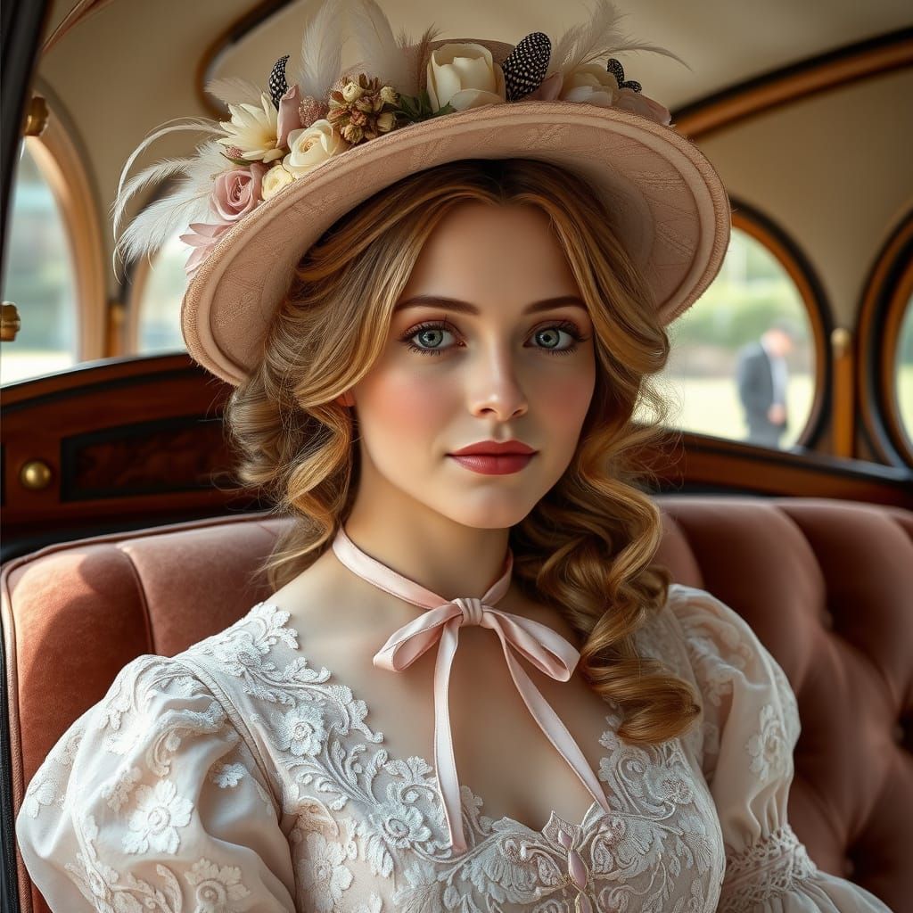 Elegant Woman in Late 19th Century Carriage