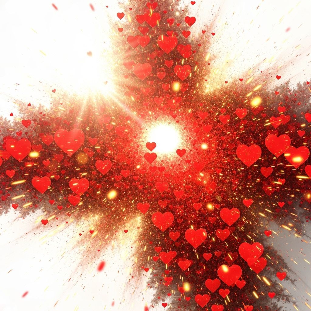 Majestic Fractal Heart Design with Gold Sparks