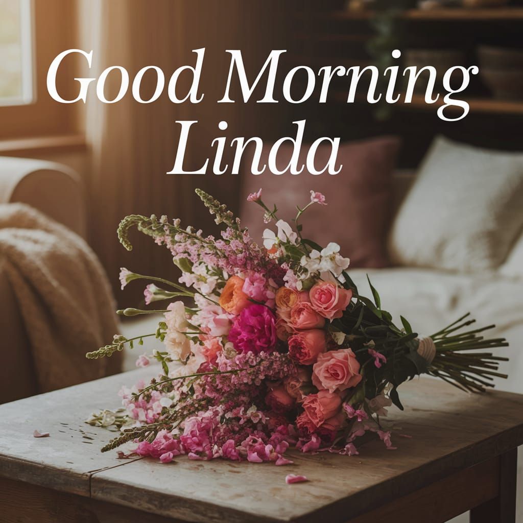 Floral Bouquet with "Good Morning Linda" Message