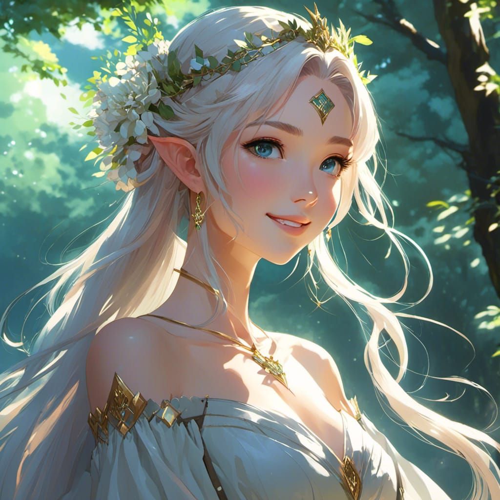 Enchanting Elf Princess Portrait in Anime Style
