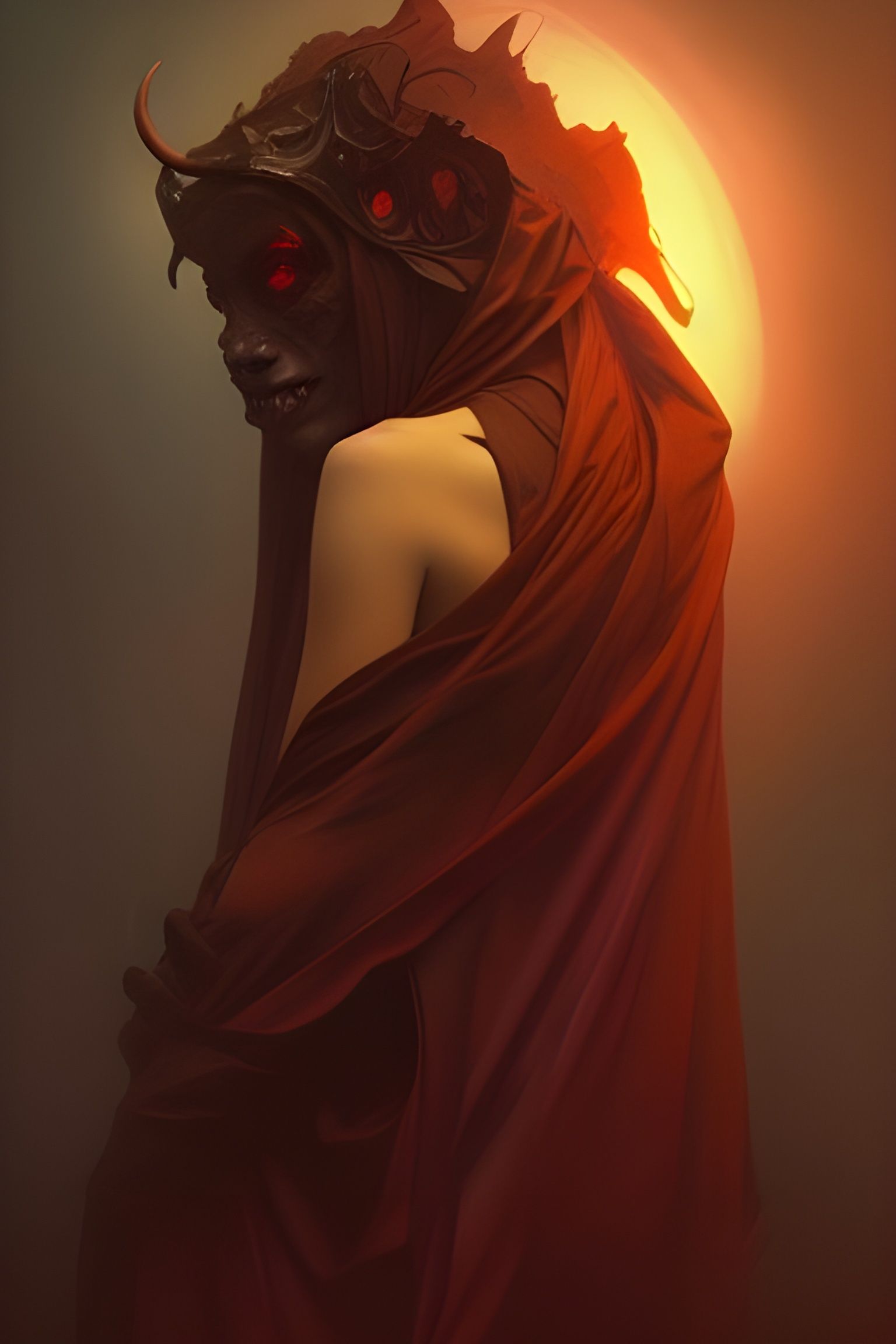 Sinister Demon Portrait in Expressionist Style