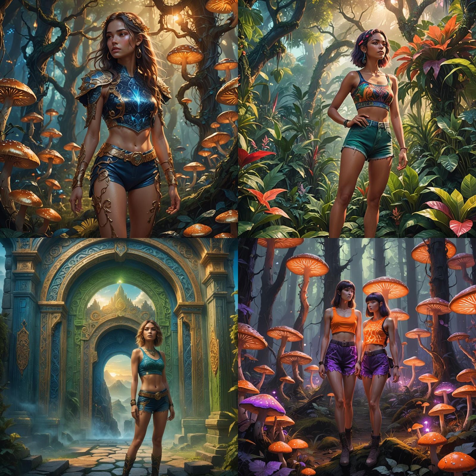 Woman in Crop Top: Detailed Fantasy Art