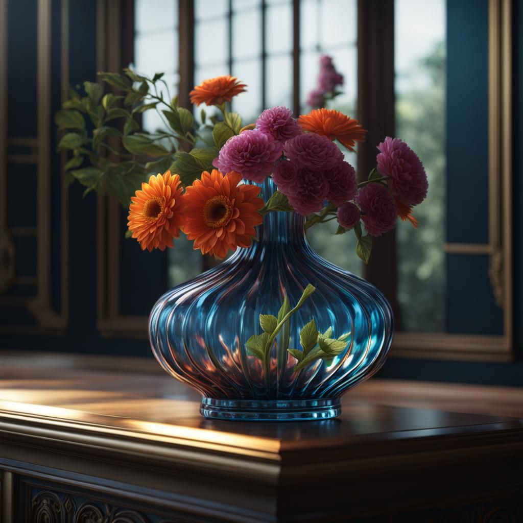 Detailed Glass Vase Digital Art