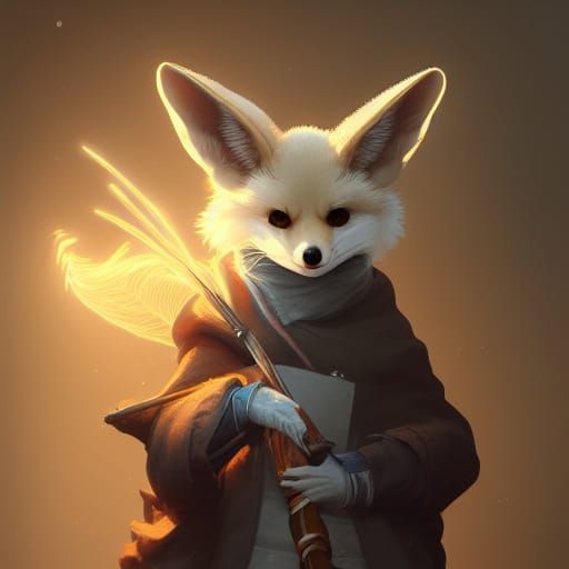 Fennec Fox Witch Surgeon in Hyperdetailed Style