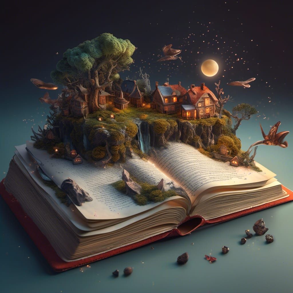 Enchanted Pop-Up Book Illustration in Zbrush Style