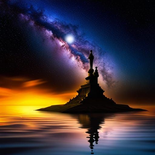 Steampunk Knights Under Starry Night Sky