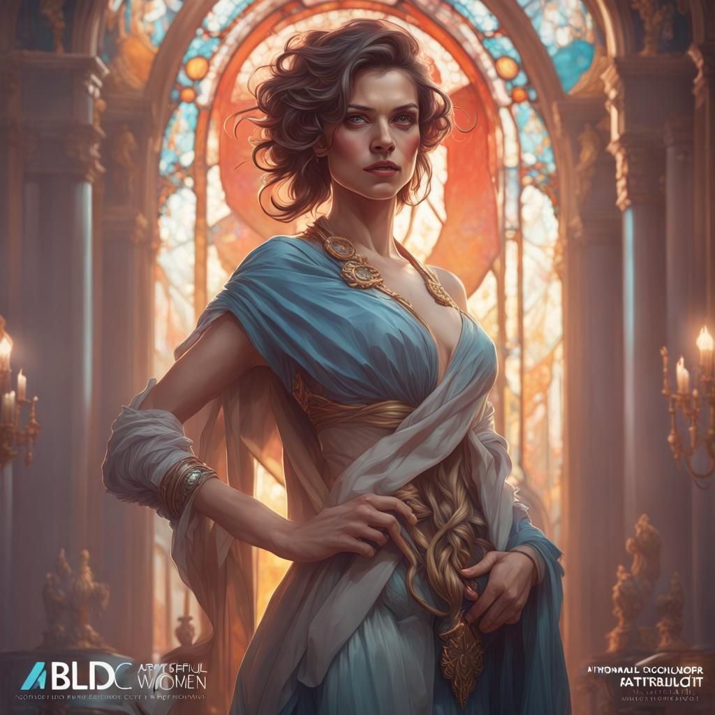 Detailed Portrait of Powerful Women in Art Nouveau Style