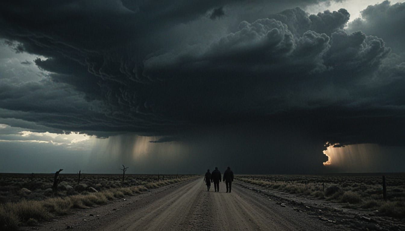 Isolated Friends Stand Alone Under a Heavy, Oppressive Sky i...
