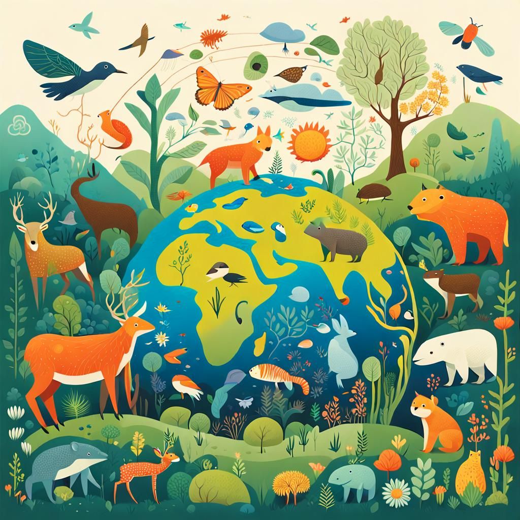 Interconnected Life: An Earth Day Illustration