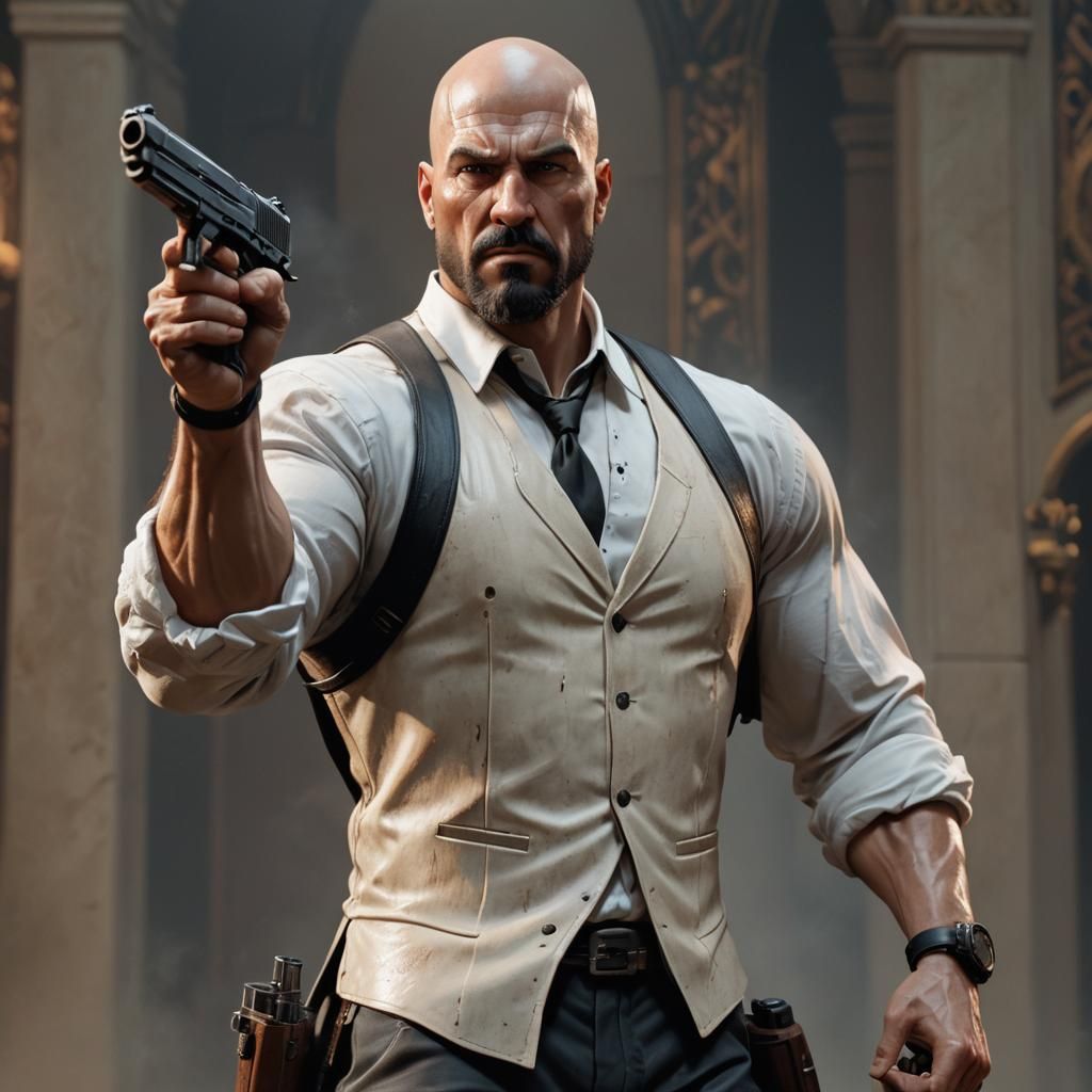 Muscular Man Action Figure Shooting Pistol