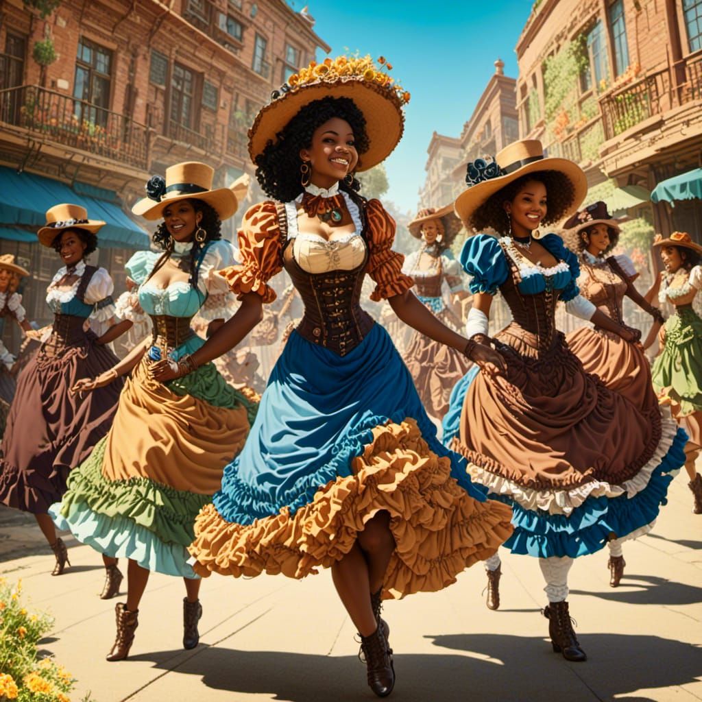 Steampunk Black Women Dancing in Sunshine