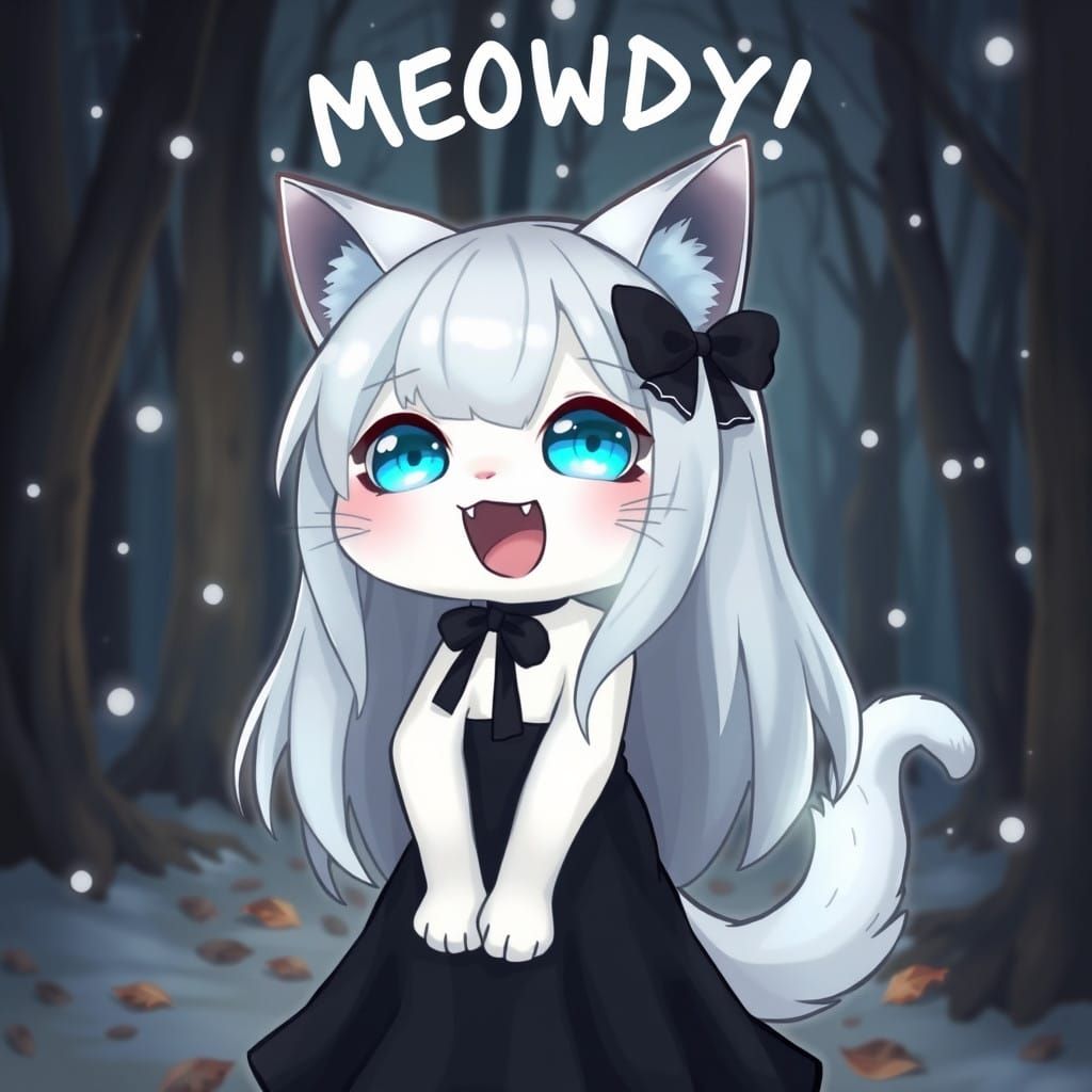Cute Ghost Catgirl in Haunted Woods