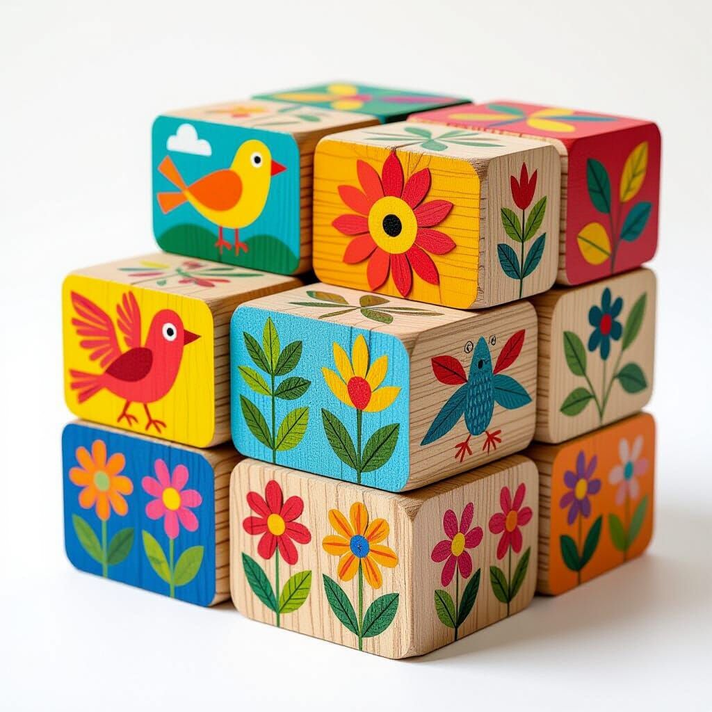 Whimsical Wooden Block Children's Books