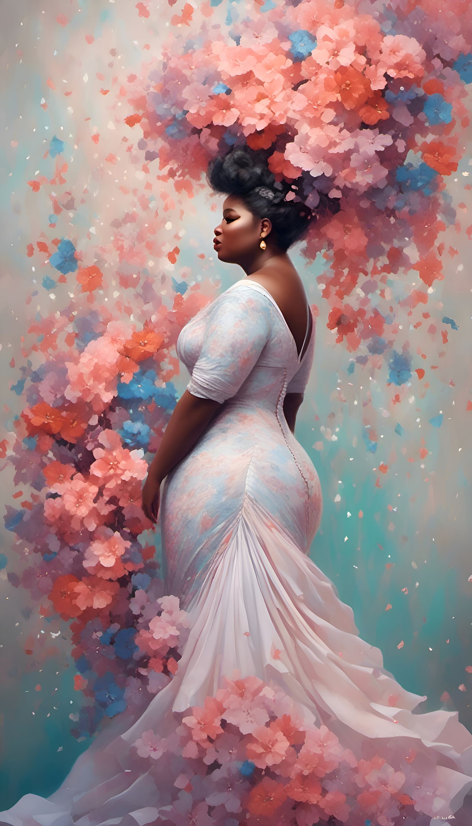 Confident Plus Size Woman in Pastel Outfit