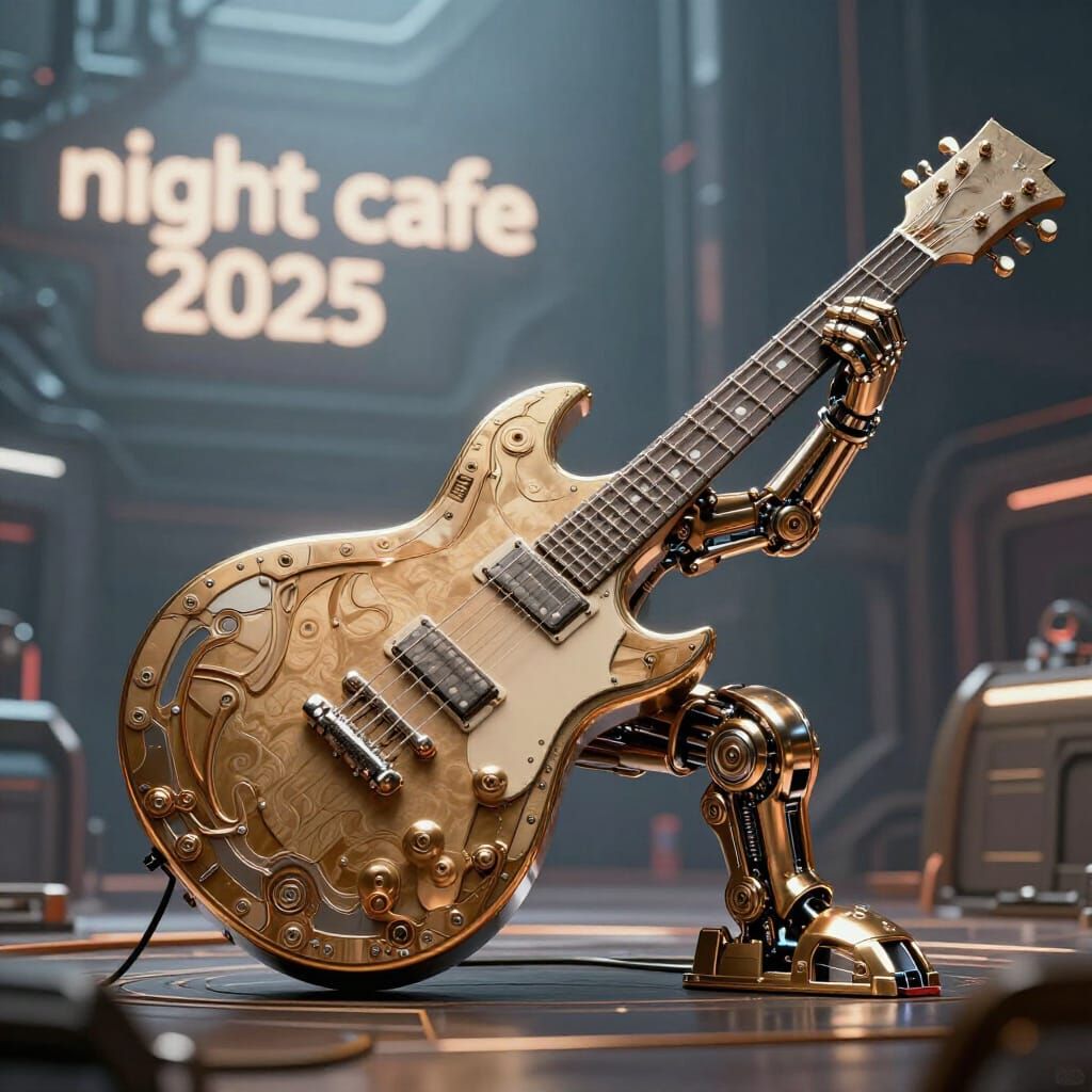 Futuristic Guitar Building in Sci-Fi Style