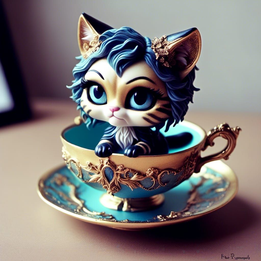 Cat in a Teacup: An AI-Generated Image